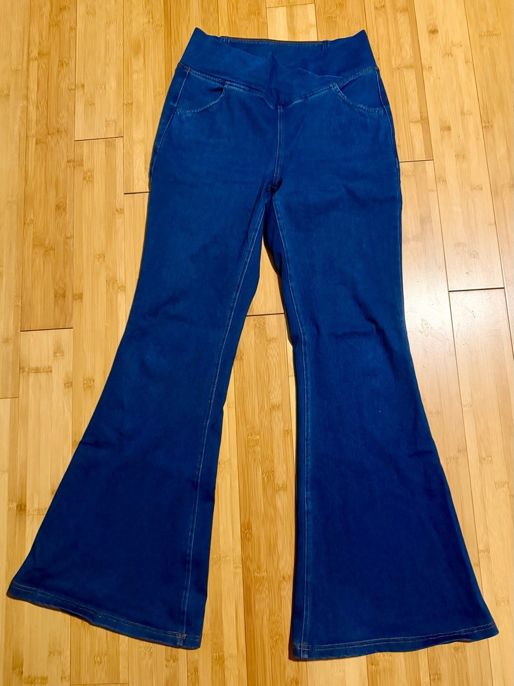 Women’s Blue Flare Jeans-Stretch and Tummy Control